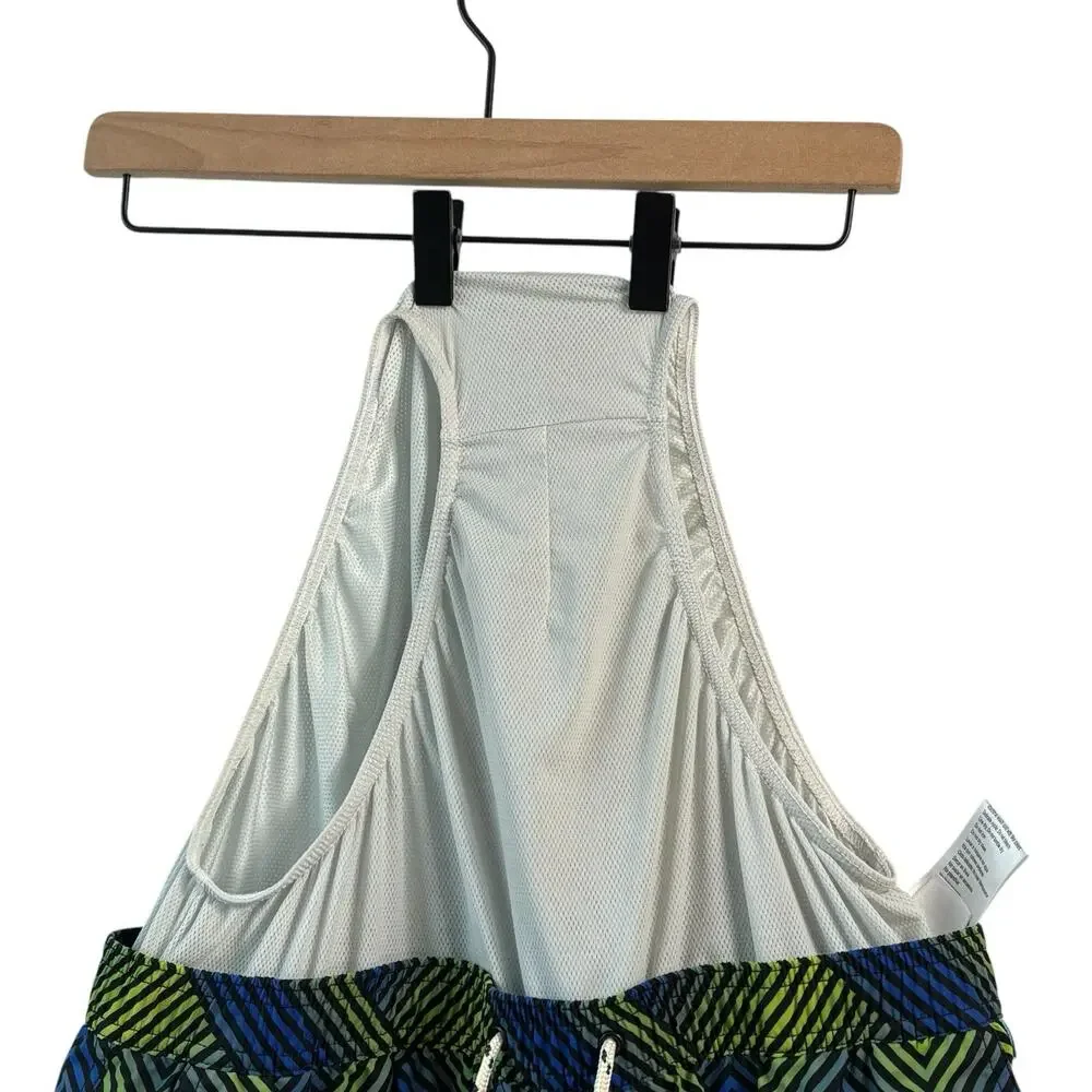 Psycho Bunny Swim Trunks Large Blue Green Adrian Chevron Logo Board Shorts Beach